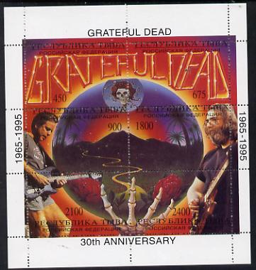 Touva 1995 Grateful Dead perf set of 6 unmounted mint, stamps on , stamps on  stamps on music  personalities     pops    skulls, stamps on  stamps on guitar