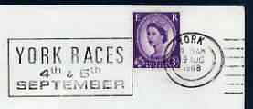 Postmark - Great Britain 1968 cover bearing illustrated slogan cancellation for York Races, stamps on sport, stamps on horses, stamps on horse racing