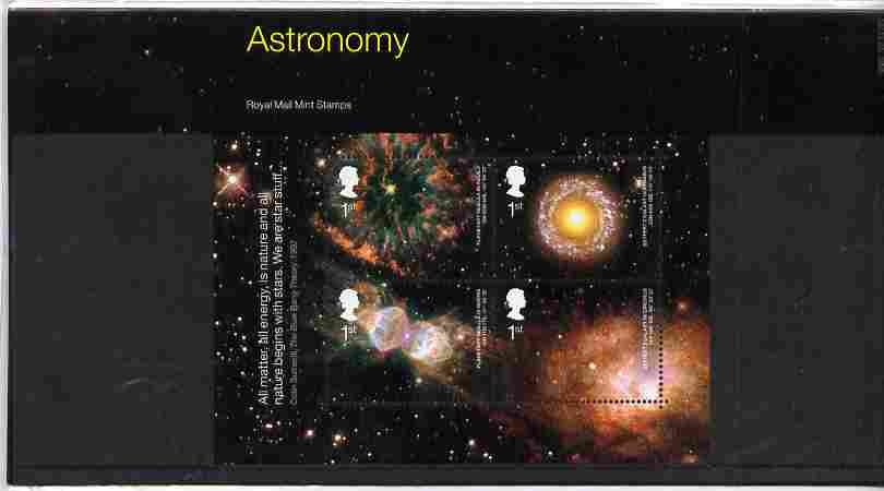 Great Britain 2002 Astronomy perf m/sheet containing 4 values in official presentation pack SG MS 2315, stamps on space, stamps on astronomy