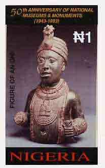 Nigeria 1993 Museum & Monuments - original hand-painted artwork for 1N value (Figure of Oni) by NSP&MCo Staff Artist Olukoya Ogunfowora on card 5 x 8.75 endorsed B2, stamps on , stamps on  stamps on artefacts, stamps on  stamps on monuments, stamps on  stamps on museums    civil engineering