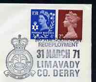 Postmark - Great Britain 1971 cover bearing illustrated cancellation for Redeployment of 204 Squadron