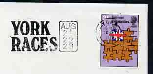 Postmark - Great Britain 1973 cover bearing illustrated slogan cancellation for York Races, stamps on sport, stamps on horses, stamps on horse racing