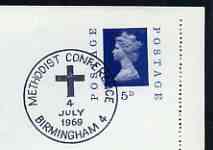 Postmark - Great Britain 1969 cover bearing illustrated slogan cancellation for Birmingham Methodist Conference, stamps on religion, stamps on 
