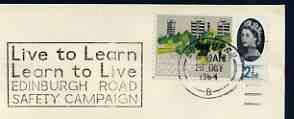 Postmark - Great Britain 1964 cover bearing illustrated slogan cancellation for Edinburgh Road Safety Campaign (Live to Learn, Learn to Live), stamps on road safety, stamps on scots, stamps on scotland