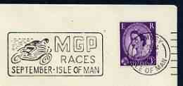 Postmark - Great Britain 1965 cover bearing illustrated slogan cancellation for MGP Races, Isle of Man, stamps on motorbikes, stamps on sport