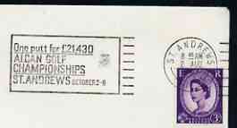 Postmark - Great Britain 1967 cover bearing special slogan cancellation for 'One Putt for \A321,430, Alcan Golf championships', stamps on sport, stamps on golf