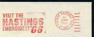 Postmark - Great Britain 1966 cover bearing illustrated slogan cancellation for Hastings Embroidery, stamps on textiles