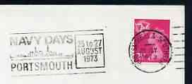 Postmark - Great Britain 1973 cover bearing illustrated slogan cancellation for Navy Days at Portsmouth, stamps on ships, stamps on ports