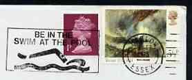 Postmark - Great Britain 1975 cover bearing slogan cancellation for Be in the Swim (Harlow), stamps on swimming