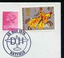 Postmark - Great Britain 1975 card bearing illustrated cancellation for DH, Hatfield , stamps on aviation, stamps on dh