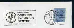 Postmark - Great Britain 1975 cover bearing slogan cancellation for Dorking Swimming Centre, stamps on , stamps on  stamps on swimming