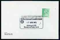 Postmark - Great Britain 1975 card bearing illustrated cancellation for Rotary International 50th Annual Conference, Blackpool, stamps on rotary