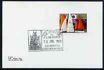 Postmark - Great Britain 1975 card bearing illustrated cancellation for The Story of a Cathedral (Canterbury), stamps on cathedrals