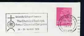 Postmark - Great Britain 1973 cover bearing illustrated slogan cancellation for Chemical Societys Annual Congress, stamps on chemistry, stamps on science