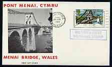 Postmark - Great Britain 1968 illustrated cover bearing slogan cancellation for Menai Bridge endorsed Britains First Bi-lingual Stamp, stamps on bridges, stamps on civil engineering, stamps on language