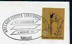 Postmark - Great Britain 1973 cover bearing special cancellation for Holland America Centennial - SS Statendam, Torquay, stamps on ships, stamps on ferries
