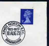 Postmark - Great Britain 1973 cover bearing special cancellation for Kings Norton RFC Birmingham, stamps on sport, stamps on rugby