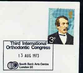 Postmark - Great Britain 1973 cover bearing illustrated cancellation for 3rd International Orthodontic Congress, stamps on dental