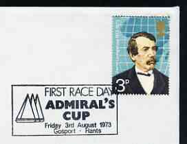 Postmark - Great Britain 1973 cover bearing illustrated cancellation for First Race Day, Admiral's Cup, stamps on sailing