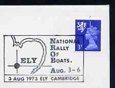 Postmark - Great Britain 1973 cover bearing illustrated cancellation for National Rally of Boats, Ely, stamps on ships, stamps on yachts, stamps on maps