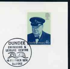 Postmark - Great Britain 1974 cardG34-05 bearing illustrated cancellation for Dundee Swimming & Leisure Centre, stamps on , stamps on  stamps on swimming, stamps on  stamps on scots, stamps on  stamps on scotland     