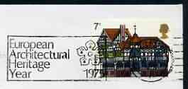 Postmark - Great Britain 1975 cover bearing illustrated slogan cancellation for European Architectural Heritage Year (Leicester), stamps on architecture