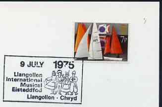 Postmark - Great Britain 1975 cover bearing illustrated cancellation for Llangollen International Musical Eisteddfod, stamps on music