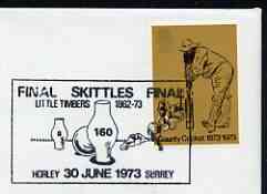 Postmark - Great Britain 1973 cover bearing illustrated cancellation for Horley Skittles Final, stamps on , stamps on  stamps on sport, stamps on  stamps on skittles