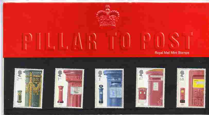 Great Britain 2002 Pillar Boxes perf set of 5 in official presentation pack SG 2316-20, stamps on , stamps on  stamps on postal, stamps on  stamps on postbox, stamps on  stamps on slania