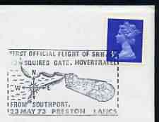 Postmark - Great Britain 1973 cover bearing illustrated cancellation for First Official Flight of SRN6 Hovercraft