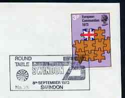 Postmark - Great Britain 1973 cover bearing illustrated cancellation for Swindon '73 Round Table, stamps on , stamps on  stamps on rotary, stamps on  stamps on round