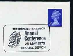 Postmark - Great Britain 1973 cover bearing illustrated cancellation for Royal British Legion Conference (Torquay), stamps on militaria, stamps on trees, stamps on british legion
