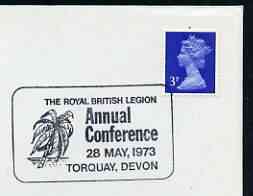 Postmark - Great Britain 1973 cover bearing illustrated cancellation for Royal British Legion Conference (Torquay), stamps on , stamps on  stamps on militaria, stamps on  stamps on trees, stamps on  stamps on british legion