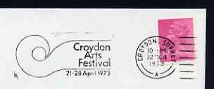 Postmark - Great Britain 1973 cover bearing illustrated slogan cancellation for Croydon Arts festival, stamps on theatres, stamps on arts, stamps on music