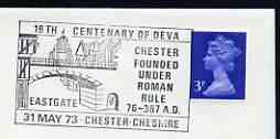 Postmark - Great Britain 1973 cover bearing illustrated cancellation for 19th Century of Deva, Chester, stamps on romans, stamps on bridges