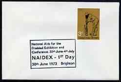 Postmark - Great Britain 1973 cover bearing speacial cancellation for NAIDEX (National Aids for the Disabled Exhibition), stamps on disabled
