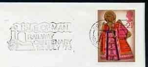 Postmark - Great Britain 1973 cover bearing illustrated slogan cancellation for Isle of Man Railway Centenary, stamps on , stamps on  stamps on railways