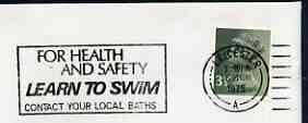 Postmark - Great Britain 1975 cover bearing illustrated slogan cancellation for Learn to Swim (Leicester), stamps on swimming