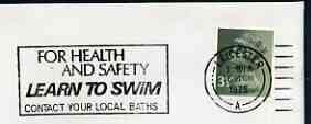 Postmark - Great Britain 1975 cover bearing illustrated slogan cancellation for Learn to Swim (Leicester), stamps on , stamps on  stamps on swimming