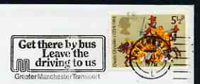 Postmark - Great Britain 1975 cover bearing illustrated slogan cancellation for 'Get there by Bus, Leave the driving to us' Manchester, stamps on , stamps on  stamps on buses, stamps on  stamps on transport