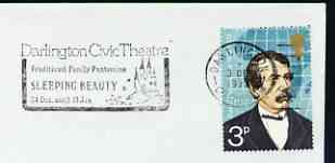 Postmark - Great Britain 1974 cover bearing illustrated slogan cancellation for Sleeping Beauty at Darlington Civic Theatre, stamps on theatres, stamps on entertainments