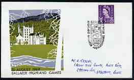 Postmark - Great Britain 1968 cover bearing illustrated cancellation for Ballater Highland Games, stamps on , stamps on  stamps on sport