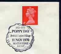 Postmark - Great Britain 1970 cover bearing illustrated cancellation for British Legion Village Poppy Day (Maidstone), stamps on militaria, stamps on , stamps on  ww2 , stamps on , stamps on british legion