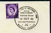 Postmark - Great Britain 1966 cover bearing illustrated cancellation for 900th Anniversary of Battle of Hastings, stamps on , stamps on  stamps on militaria, stamps on  stamps on battles, stamps on  stamps on vikings