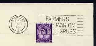 Postmark - Great Britain 1966 cover bearing illustrated slogan cancellation for Farmers Wage War on warble Grubs, stamps on farming, stamps on agriculture, stamps on insects