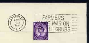 Postmark - Great Britain 1966 cover bearing illustrated slogan cancellation for Farmers Wage War on warble Grubs, stamps on , stamps on  stamps on farming, stamps on  stamps on agriculture, stamps on  stamps on insects