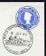 Postmark - Great Britain 1968 cover bearing illustrated cancellation for MRLE Centenary Celebrations (St Albans) showing early Loco, stamps on , stamps on  stamps on railways