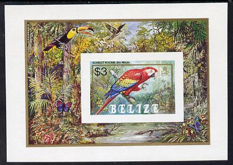 Belize 1984 Scarlet Macaw imperf $3 m/sheet unmounted mint SG MS 810, stamps on , stamps on  stamps on birds  parrots