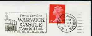 Postmark - Great Britain 1970 cover bearing illustrated slogan cancellation for Son et Lumiere, Warwick Castle, stamps on castles
