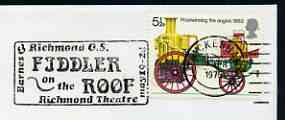 Postmark - Great Britain 1975 cover bearing illustrated slogan cancellation for 'Fiddler on the Roof' at the Richmond Theatre, stamps on , stamps on  stamps on music, stamps on  stamps on theatres